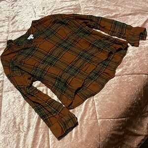 Madewell Men's Plaid Shirt in Brown and Green
